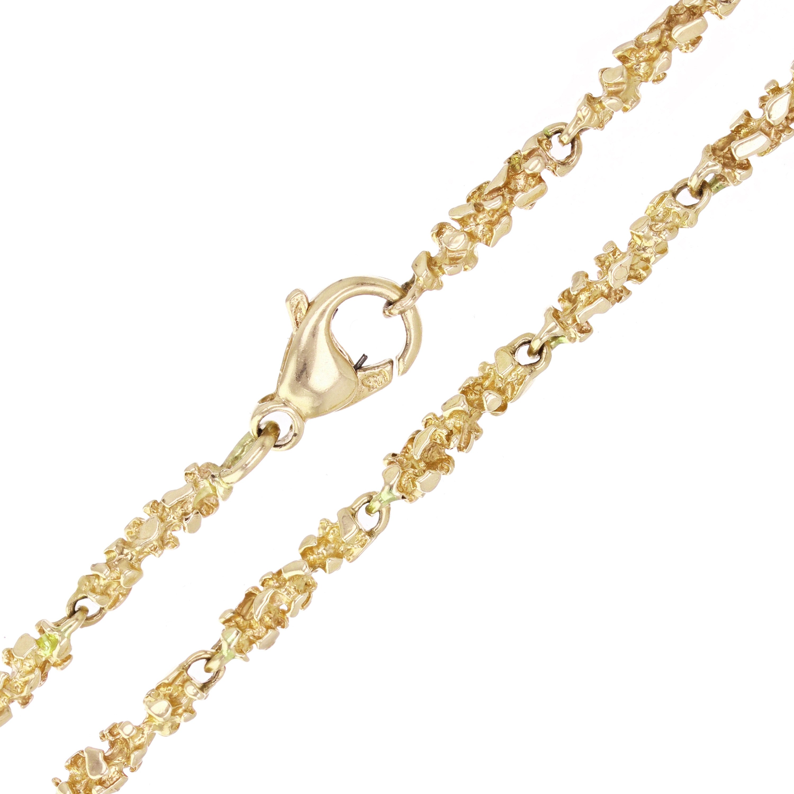 14k Yellow Gold Solid Nugget Link Necklace 20" 4mm 25.1 grams - Yellow,20"