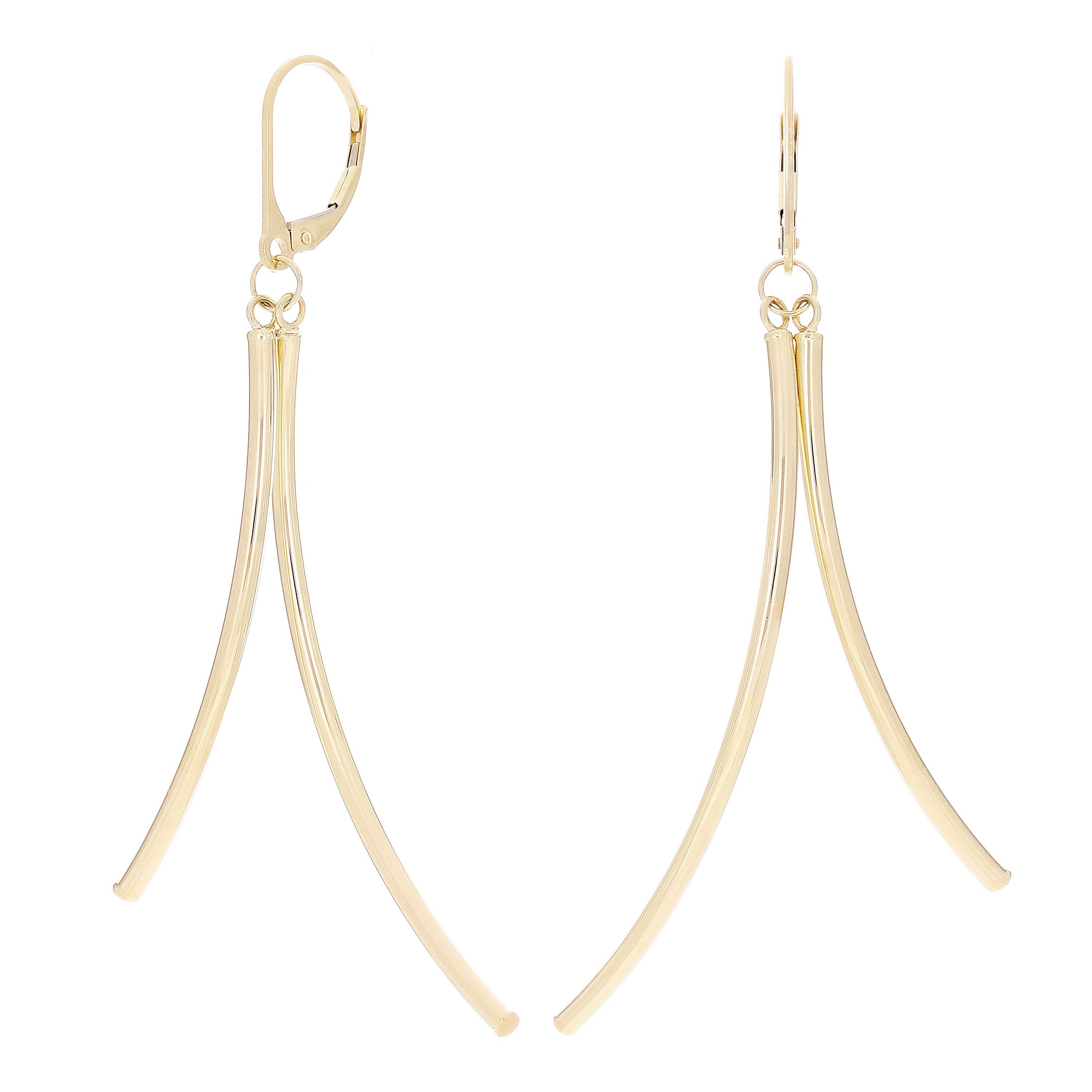 Italian 14k Yellow Gold Polished Infinity Dangle Earrings 2.7"