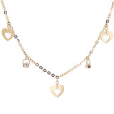 Italian 14k Two Tone Gold Ball Bead & Heart Charm Necklace 16.5" 2.1 grams