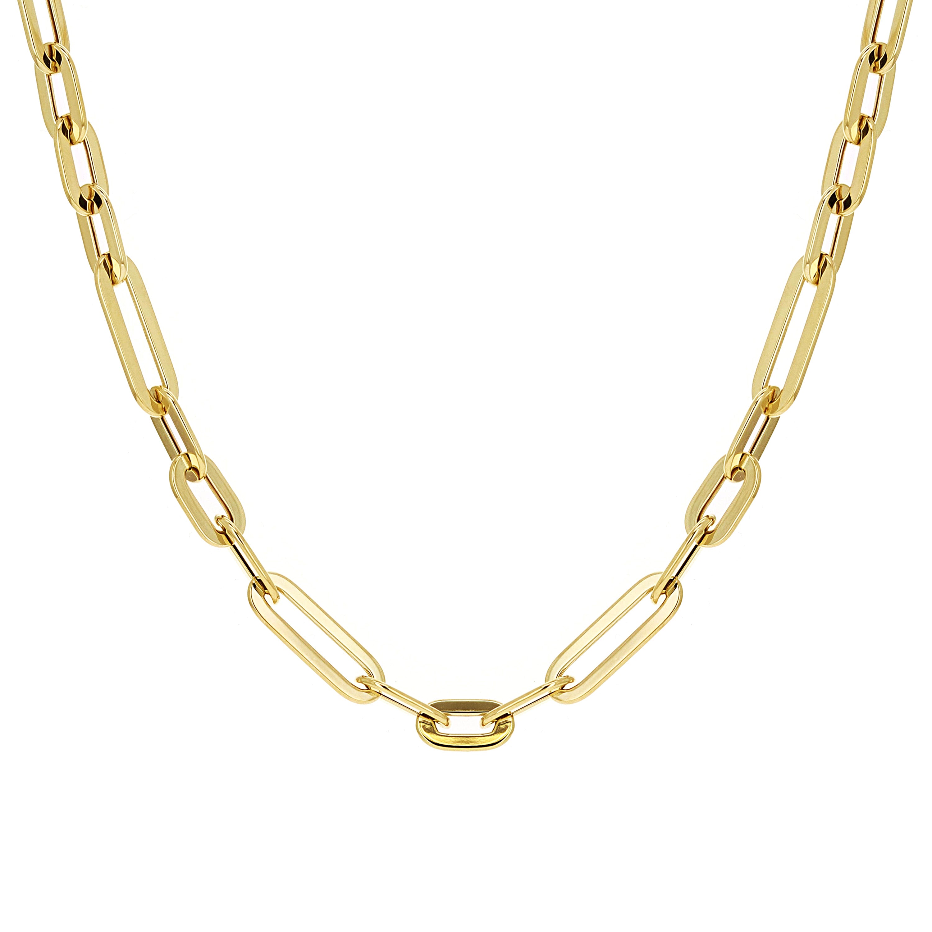 Italian 14k Yellow Gold Paper Clip Link Chain Necklace 18" 5.8mm 10.3 grams