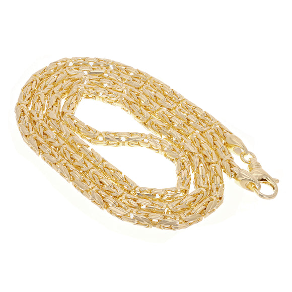 Italian 14k Yellow Gold Solid Round Byzantine Chain Necklace 20