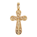 Italian 14k Yellow Gold 3D Double Sided Crucifix Cross Charm Pendant 1.4" 4.5g