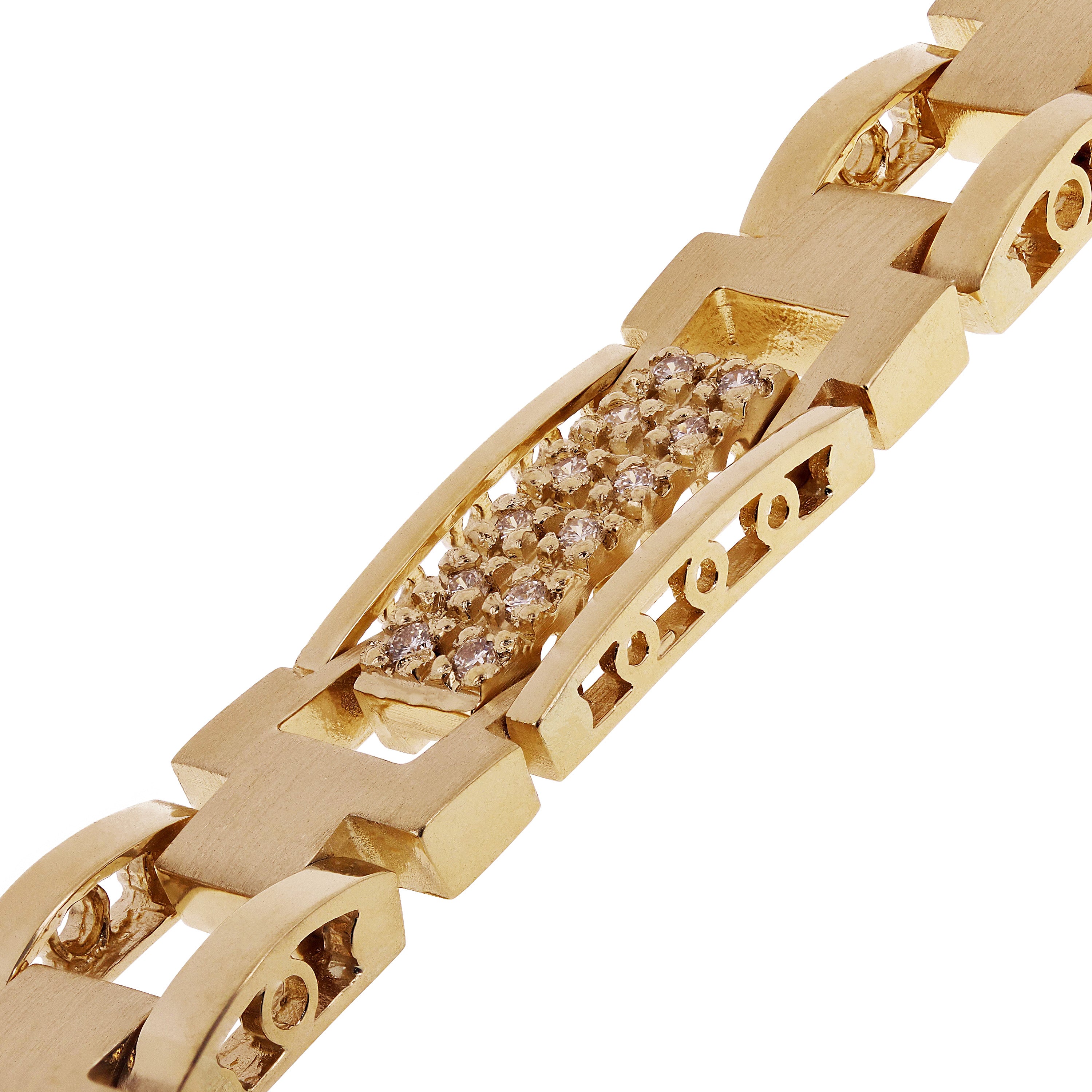 Men's 14k Yellow Gold 1.00ctw Diamond Watch Link Bracelet 8" 10mm 36 grams - Yellow  8"  10mm  1ctw  36grams