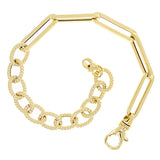 Italian 14k Yellow Gold Oval Twisted & Paper Clip Link Bracelet 8" 6mm 7.7 grams