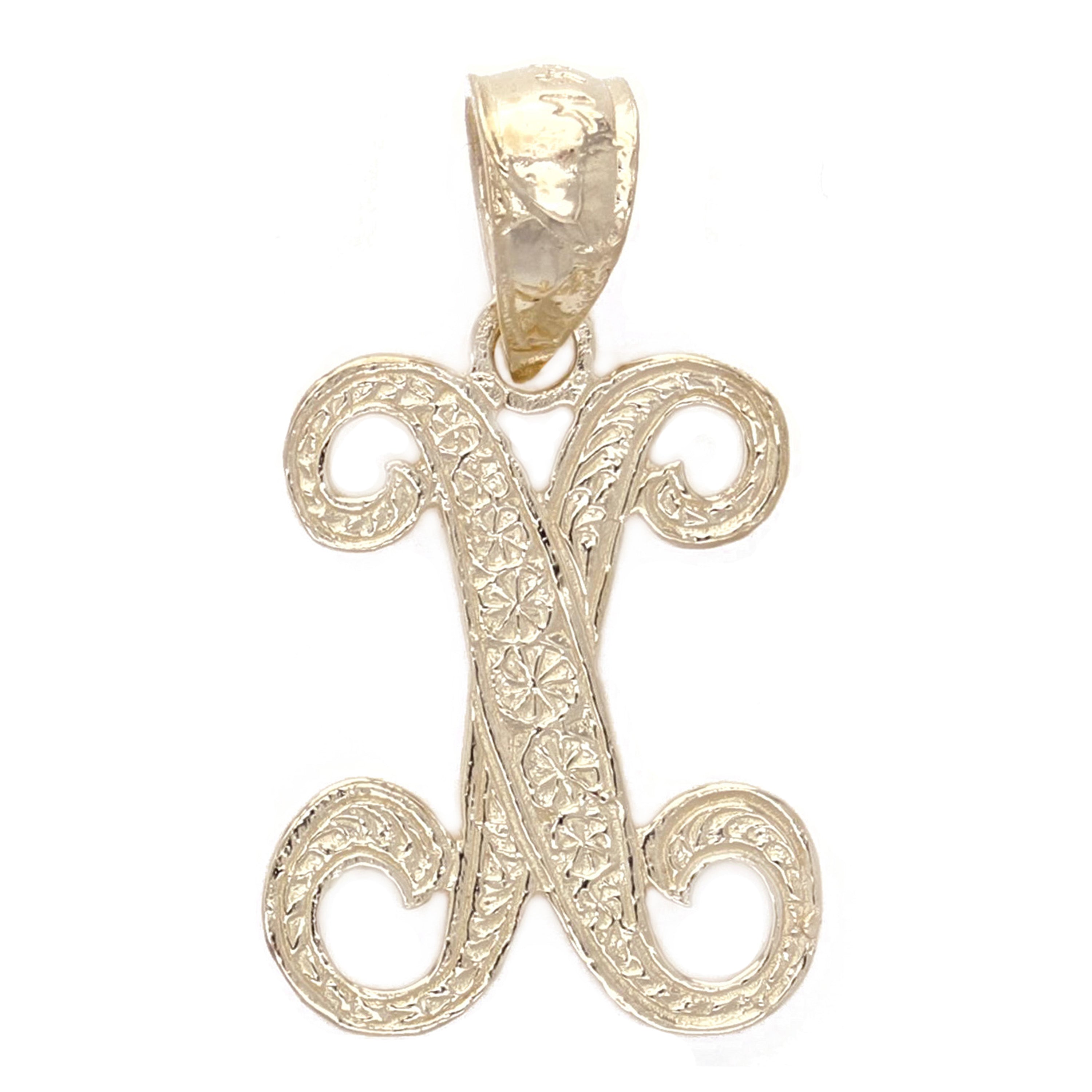 14k Yellow Gold Initial Letter X Alphabet Charm Pendant - Letter X,Yellow