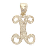 14k Yellow Gold Initial Letter X Alphabet Charm Pendant - Letter X,Yellow