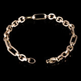 Italian 14k Yellow Gold Hollow Oval & Round Link Bracelet 8" 6mm 6.8 grams