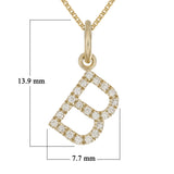 14k Yellow Gold Diamond Initial Letter B Charm Pendant Necklace 18" - Letter B,Yellow