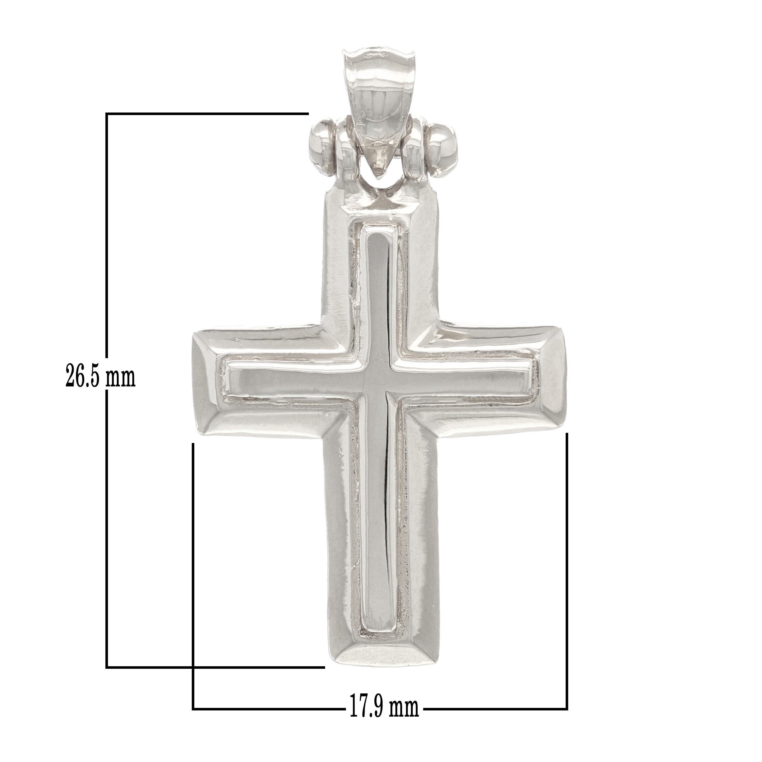 14k White Gold 3D Cross Religious Charm Pendant 1.17" 3.9 grams - White