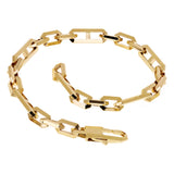 Italian 14k Yellow Gold Hollow Rectangle Link Chain Bracelet 8.75" 6mm 9.3 grams