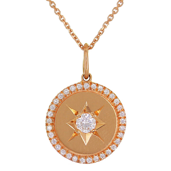 14k Rose Gold 0.21ctw Diamond North Star Pendant Necklace 18