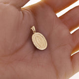 Italian 14k Yellow Gold Miraculous Medal Oval Charm Pendant 1" 1.9 grams