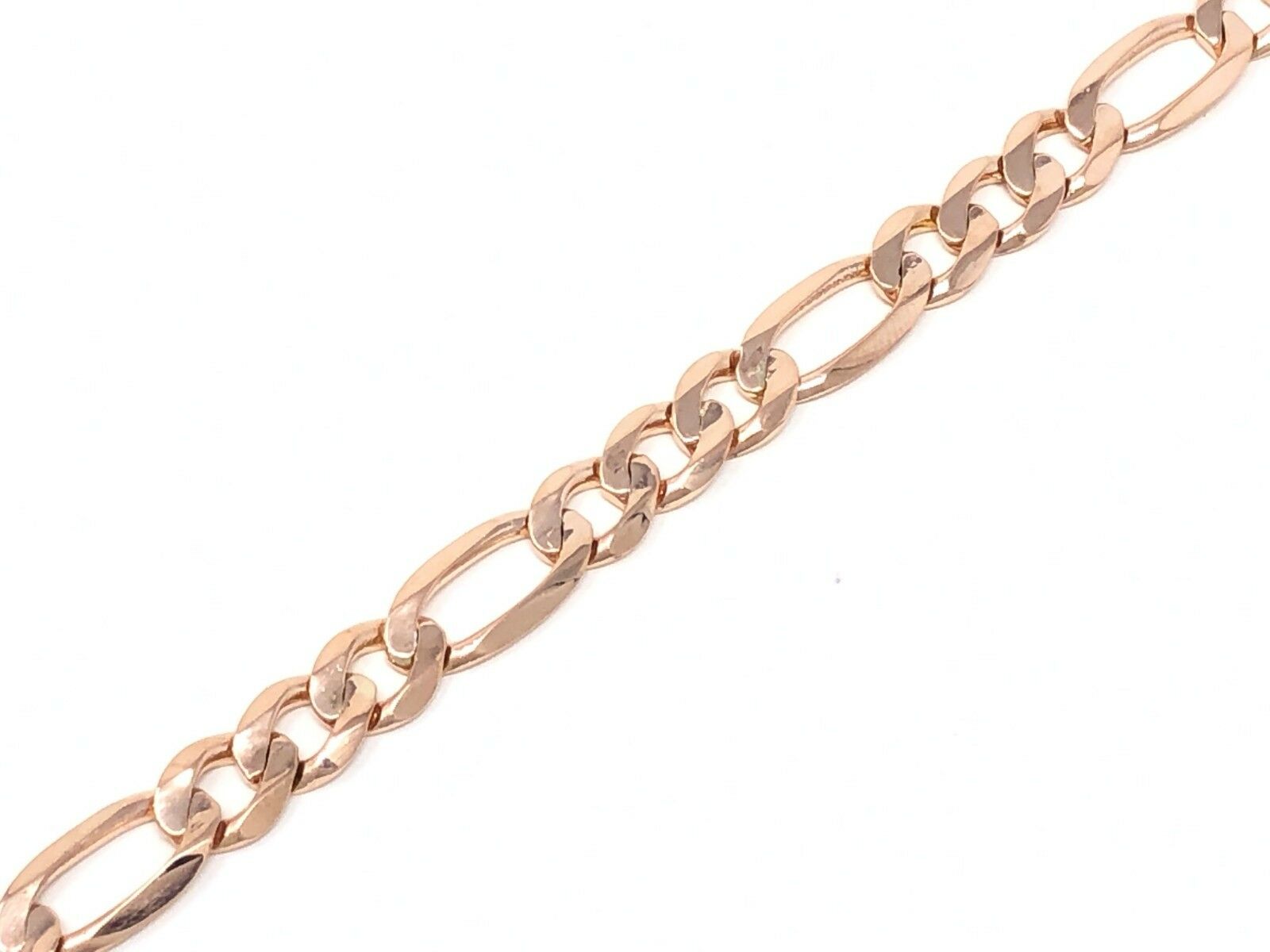 14k Rose Gold Figaro Bracelet Solid Link Chain 7.5" 8.25mm 16 grams - 7.5" 16 grams