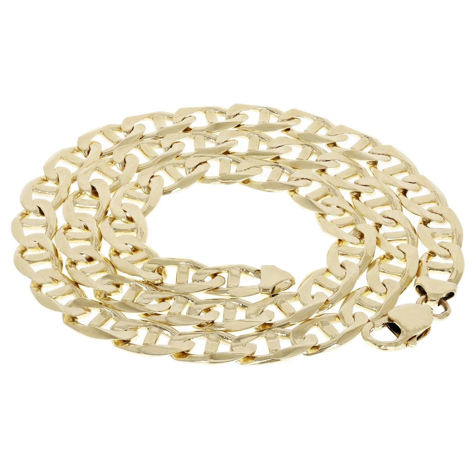 10k Yellow Gold Concave Mariner Gucci Chain Necklace 20" -26" 10mm