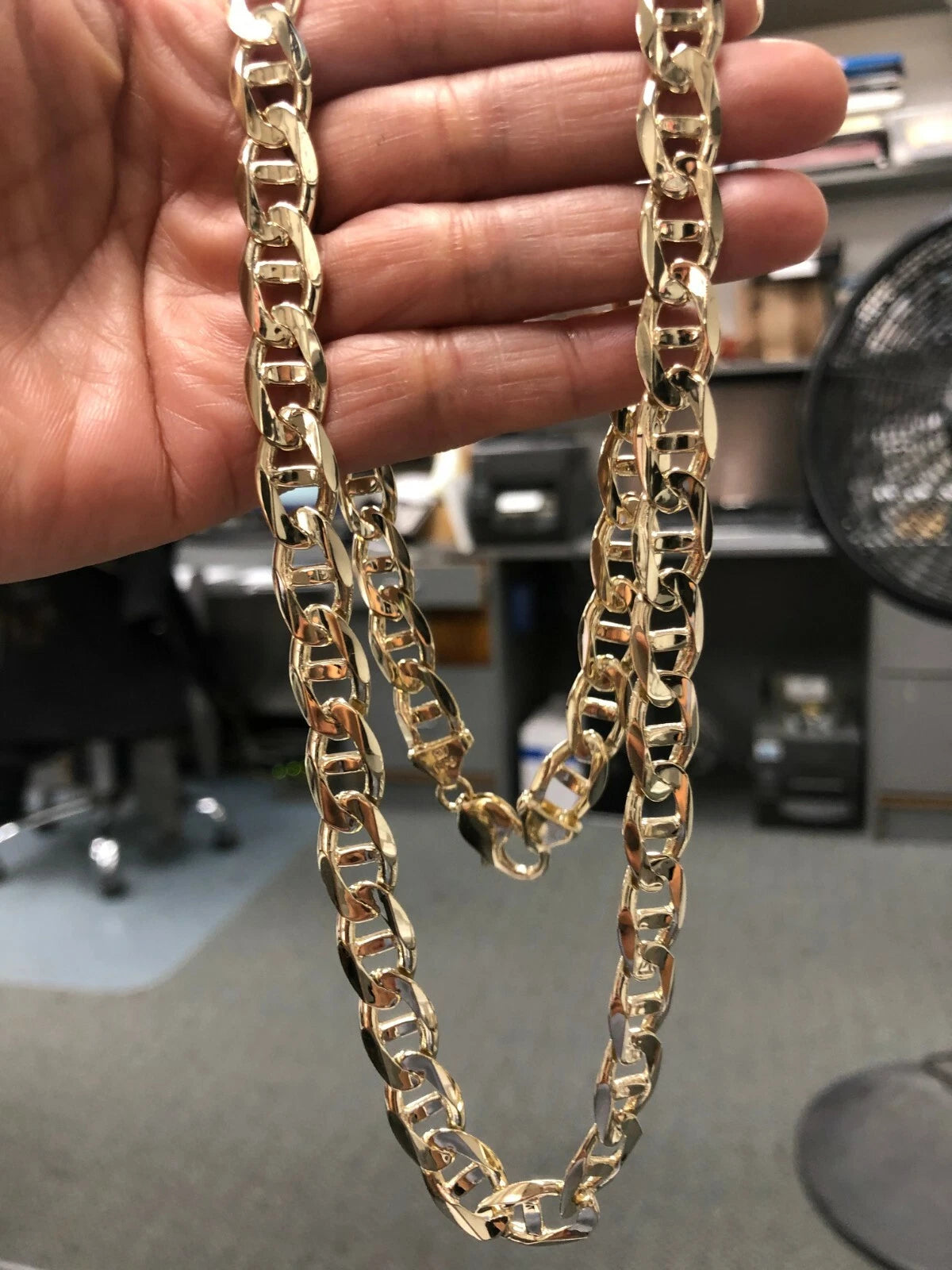 10k Yellow Gold Concave Mariner Gucci Chain Necklace 20" -26" 10mm