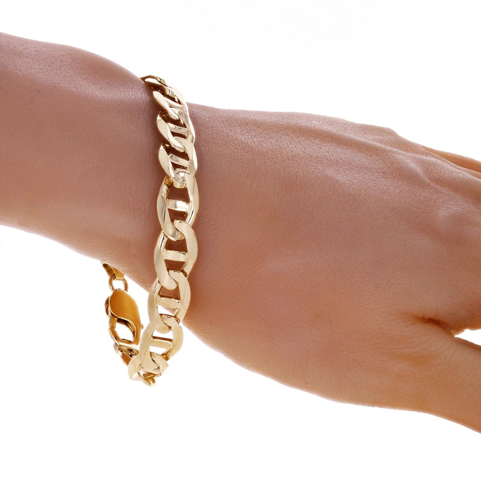 14k Yellow Gold Concave Mariner Gucci Chain Bracelet 7.5" 10mm 25 grams