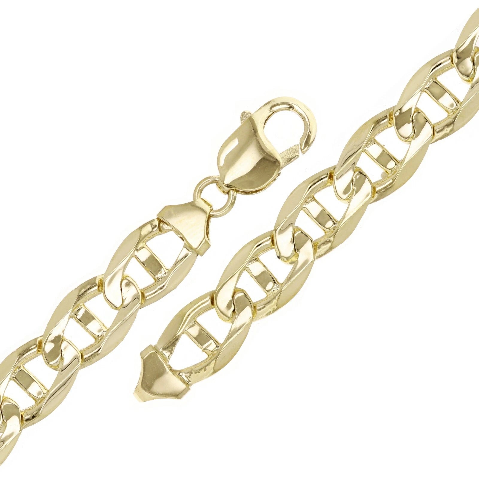 14k Yellow Gold Concave Mariner Gucci Chain Bracelet 7.5" 10mm 25 grams