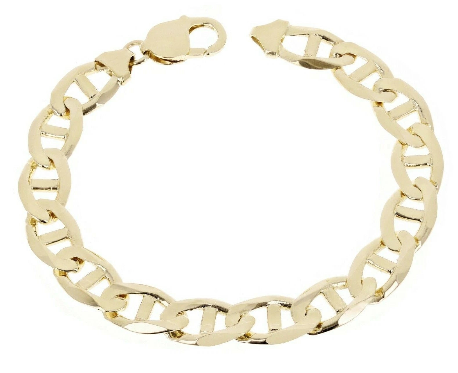 14k Yellow Gold Concave Mariner Gucci Chain Bracelet 7.5" 10mm 25 grams