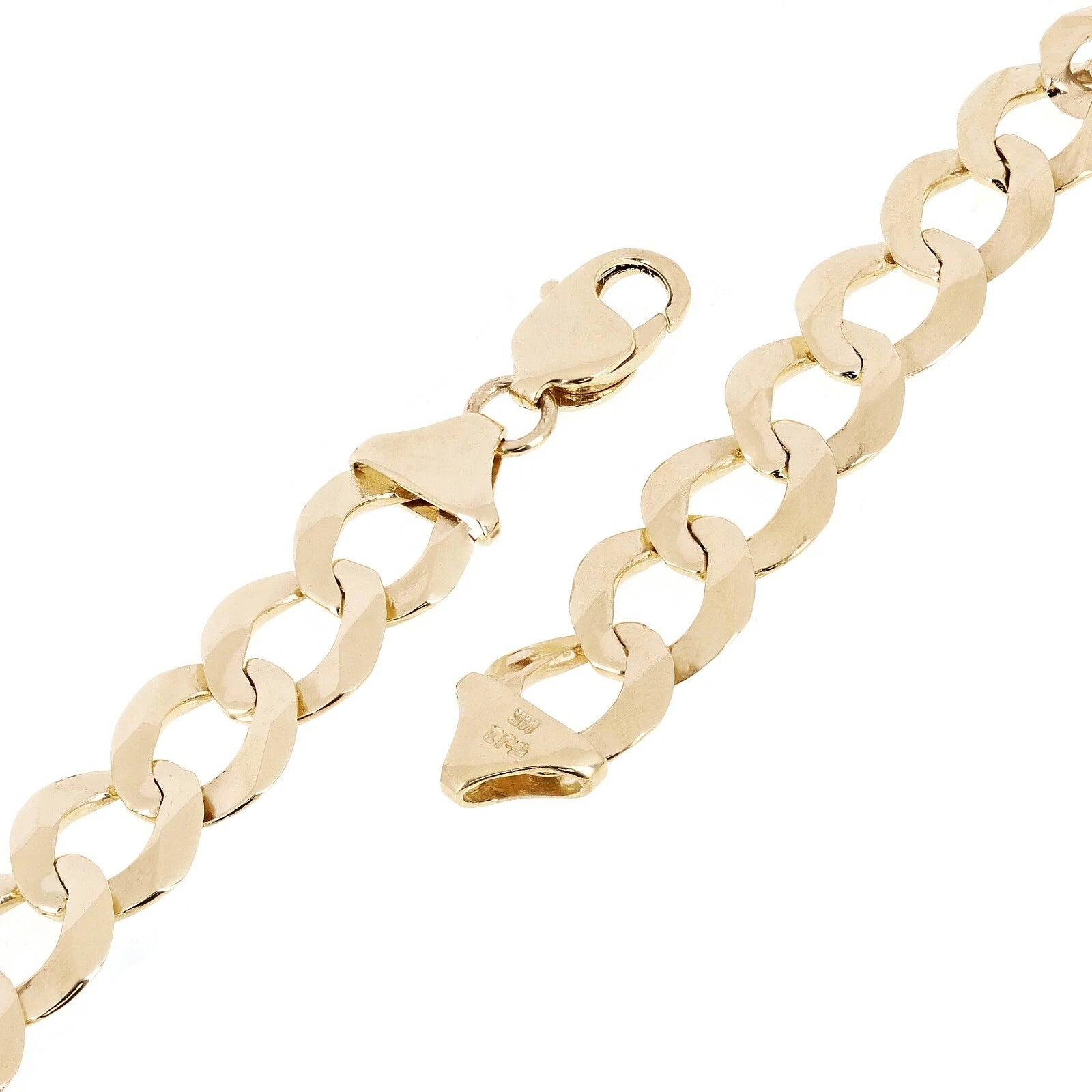 Men's 14k Solid Yellow Gold Flat Cuban Link Chain Bracelet 8.5" 11.5mm- 24 grams