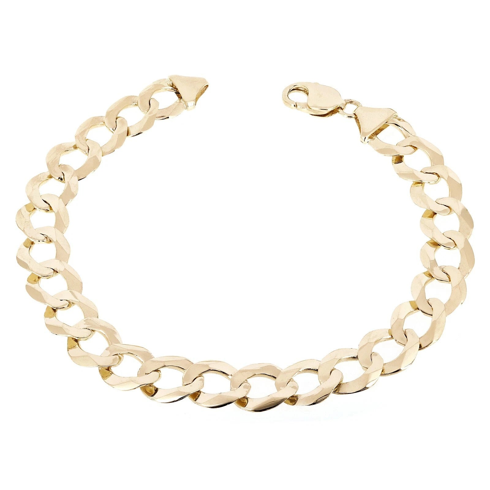 Men's 14k Solid Yellow Gold Flat Cuban Link Chain Bracelet 8.5" 11.5mm- 24 grams
