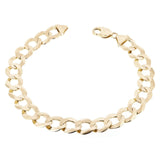 Men's 14k Solid Yellow Gold Flat Cuban Link Chain Bracelet 8.5" 11.5mm- 24 grams