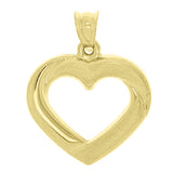 Italian 14k Yellow Gold Classic & Simple Design Open Heart Charm Pendant 0.9gram