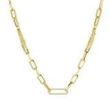 Italian 14k Yellow Gold Paper Clip Link Double Rolo Chain Necklace 18" 8 grams