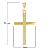 Italian 14k Yellow Gold Hollow High Polish Plain Cross Charm Pendant 1.1" 0.7g