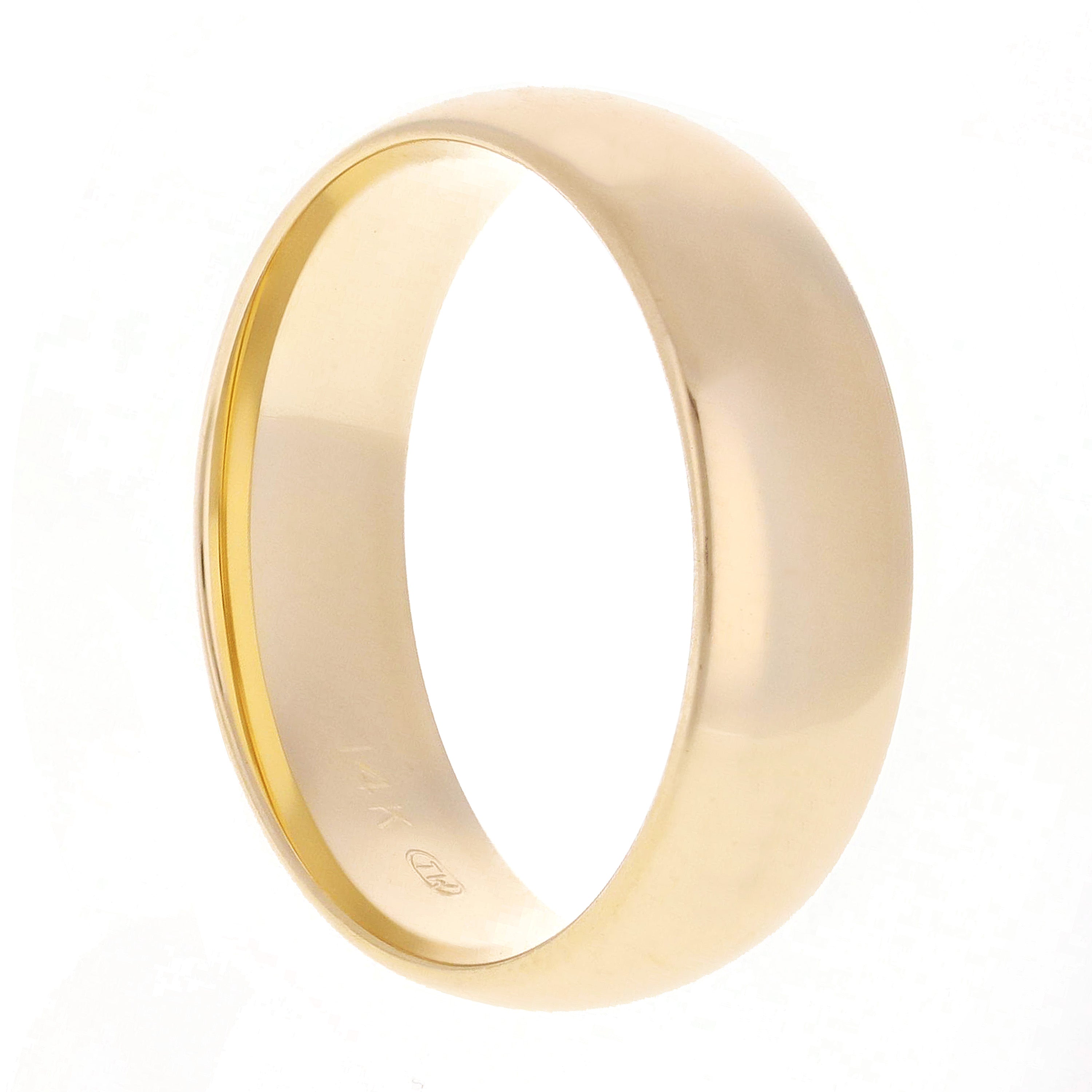 14k Yellow Gold Comfort Fit Plain Wedding Band Ring 6mm Size 13 - Yellow,6mm Ring Size 13