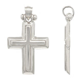 14k White Gold 3D Cross Religious Charm Pendant 1.17" 3.9 grams - White