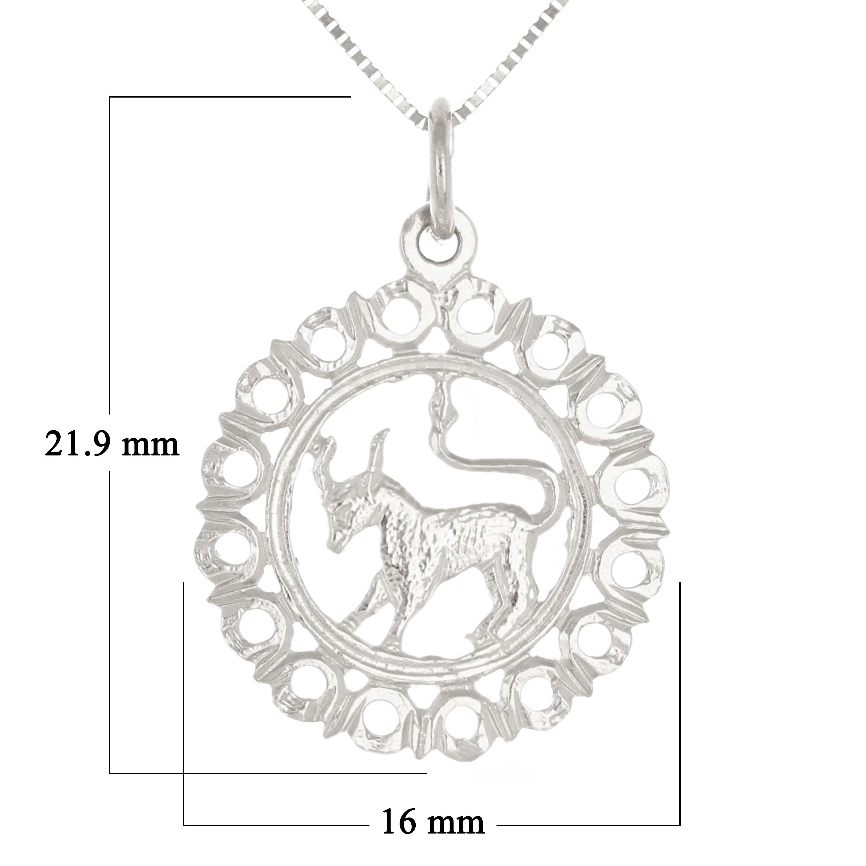 14k White Gold Zodiac Sign Taurus Pendant Necklace 18" - Taurus,White