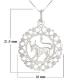 14k White Gold Zodiac Sign Taurus Pendant Necklace 18" - Taurus,White