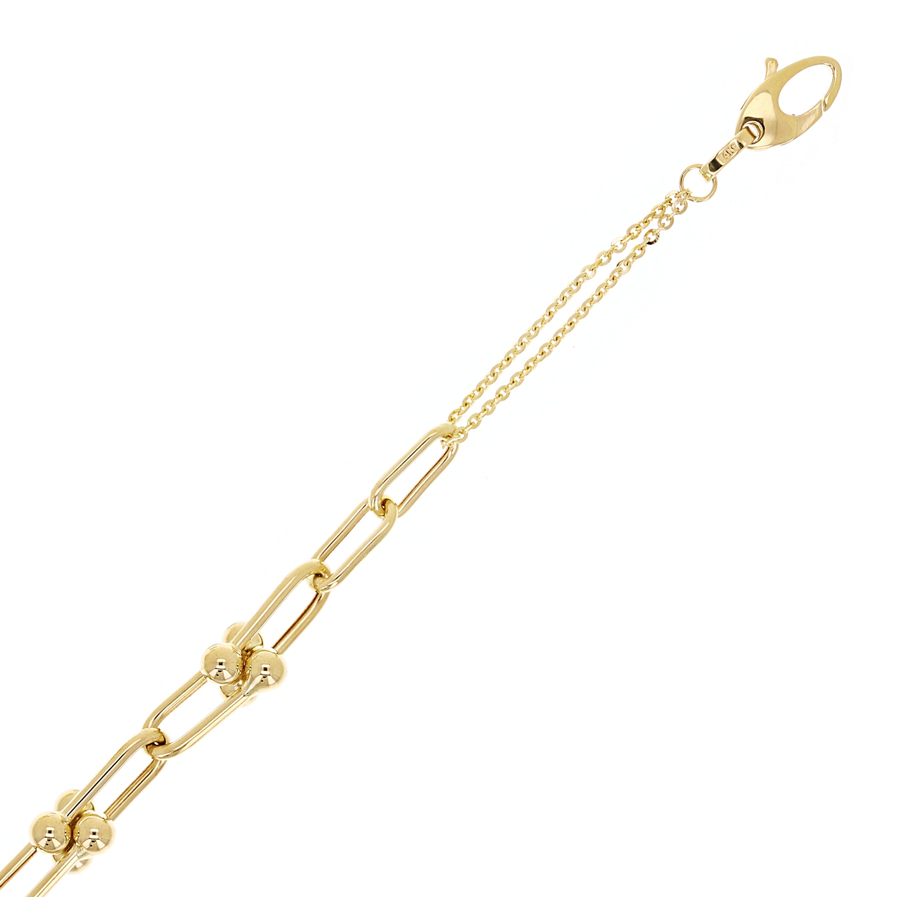 Italian 14k Yellow Gold Semi-Solid U-Link Chain Bracelet 7.5" 8.4mm 5.4 grams