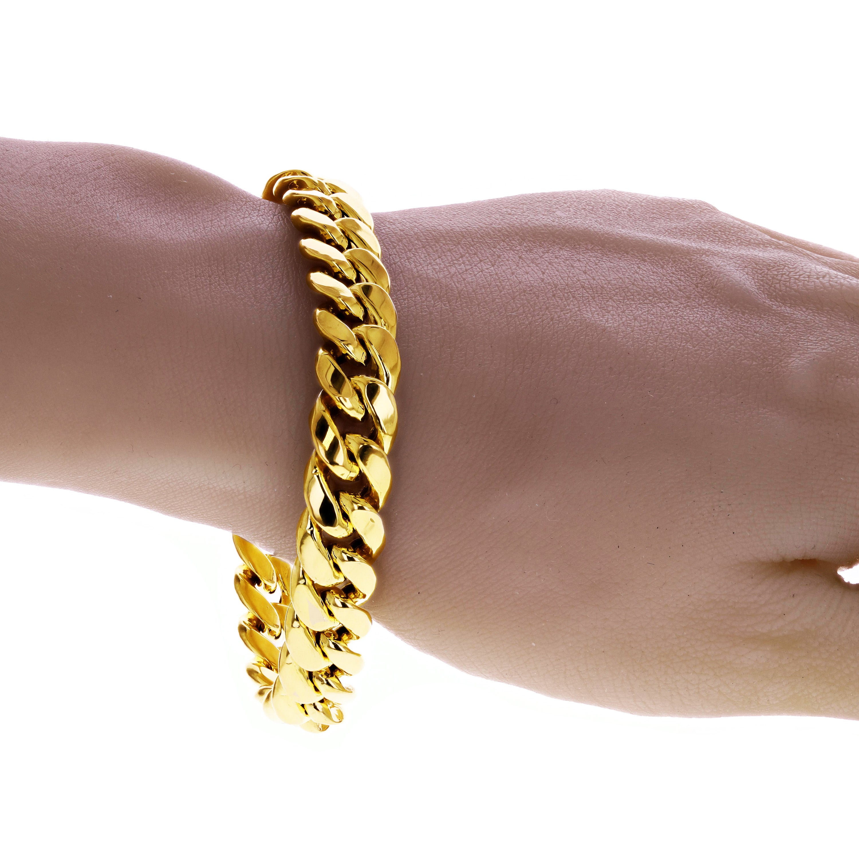 Italian 10k Yellow Gold Hollow Miami Cuban Chain Bracelet 8.5" 12mm 26.4 grams - 8.5" 26.4 grams