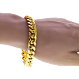 Italian 10k Yellow Gold Hollow Miami Cuban Chain Bracelet 8.5" 12mm 26.4 grams - 8.5" 26.4 grams