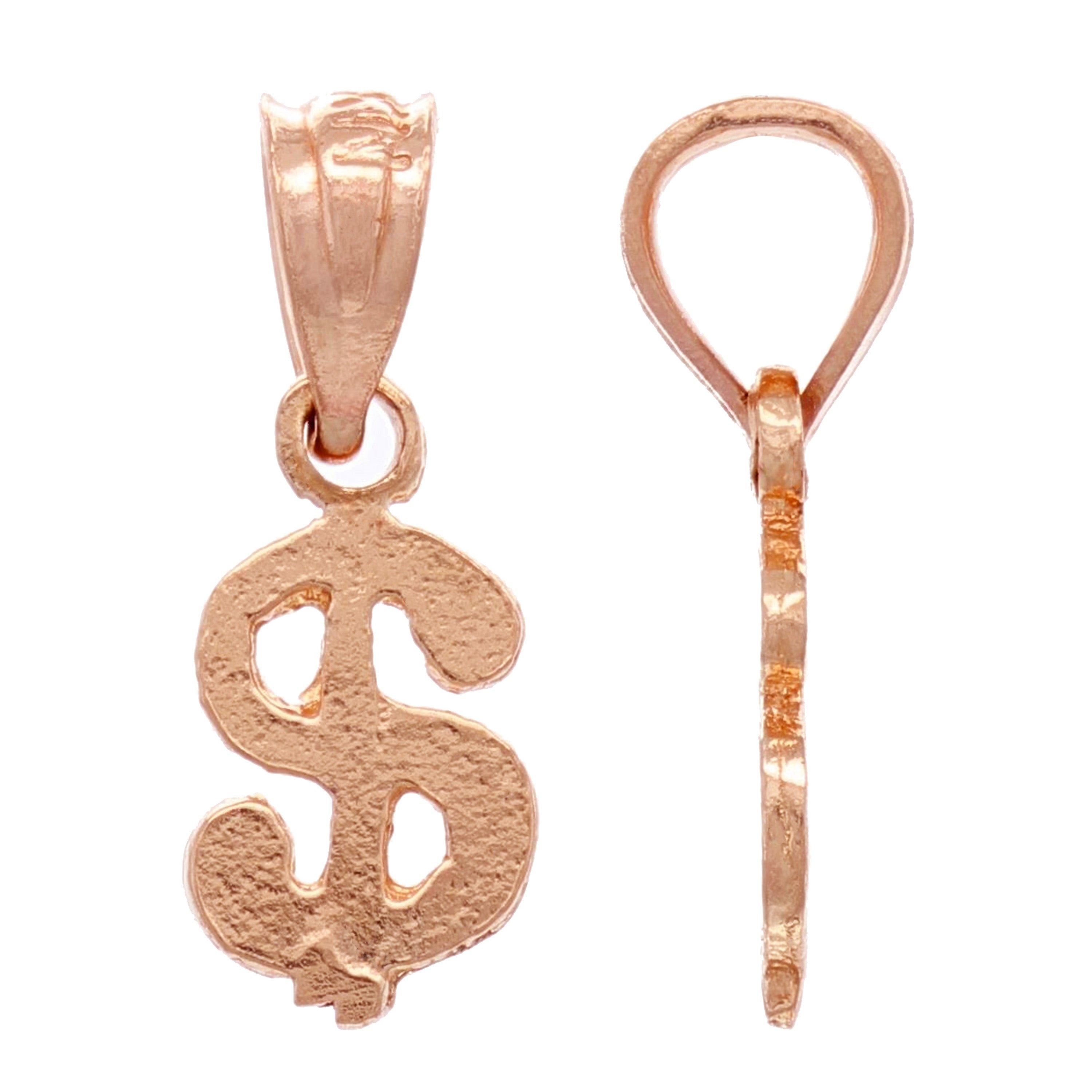 14k Rose Gold Money Dollar Sign Charm Pendant 0.5 gram Small - Rose