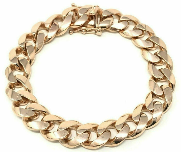 14k Rose Gold Miami Cuban Link Chain Bracelet 7.5