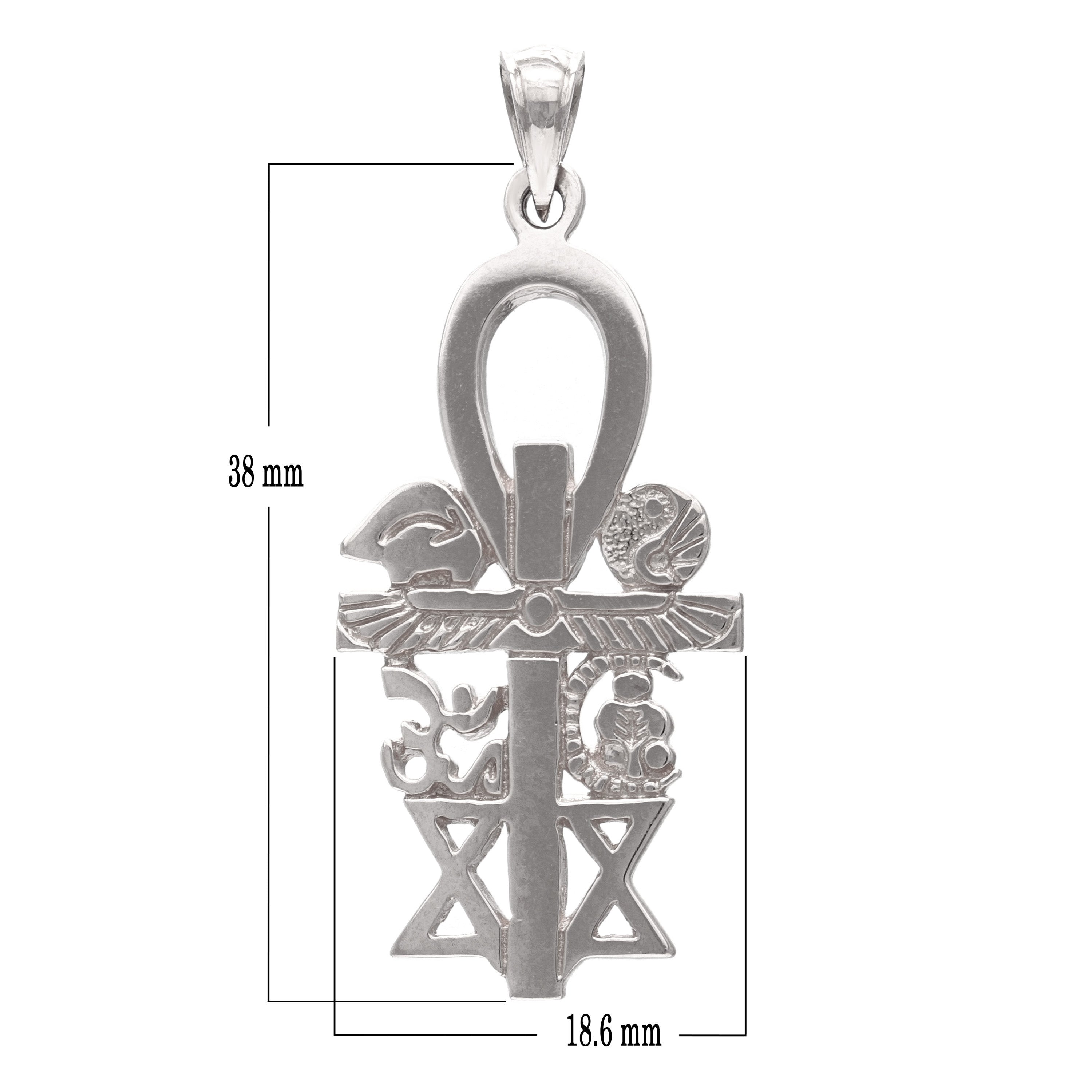 14k White Gold Interfaith Pendant Unity Multi Faith Charm 1.7" 5.7 grams - White