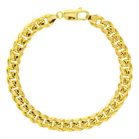 Italian 10k Yellow Gold Hollow Miami Cuban Chain Bracelet 8