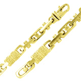 14k Yellow Gold Solid Oval & Greek Key Barrel Link Bracelet 7" 7.5mm 37.5 grams - 7" 37.5 grams