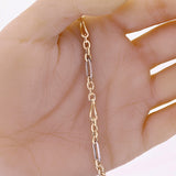 Italian 14k Two Tone Gold Oval Eternity Paper Clip Bracelet 7.5" 4mm 4.3 grams