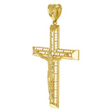14k Yellow Gold 3D Jesus Christ Crucifix Cross Pendant 3 .1" 10.2 grams