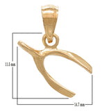 14k Yellow White or Rose Gold Wish Bone Charm Pendant - Yellow