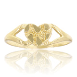 14k Yellow Gold Solid Nugget Heart Ring Band Sizes 5.5-10