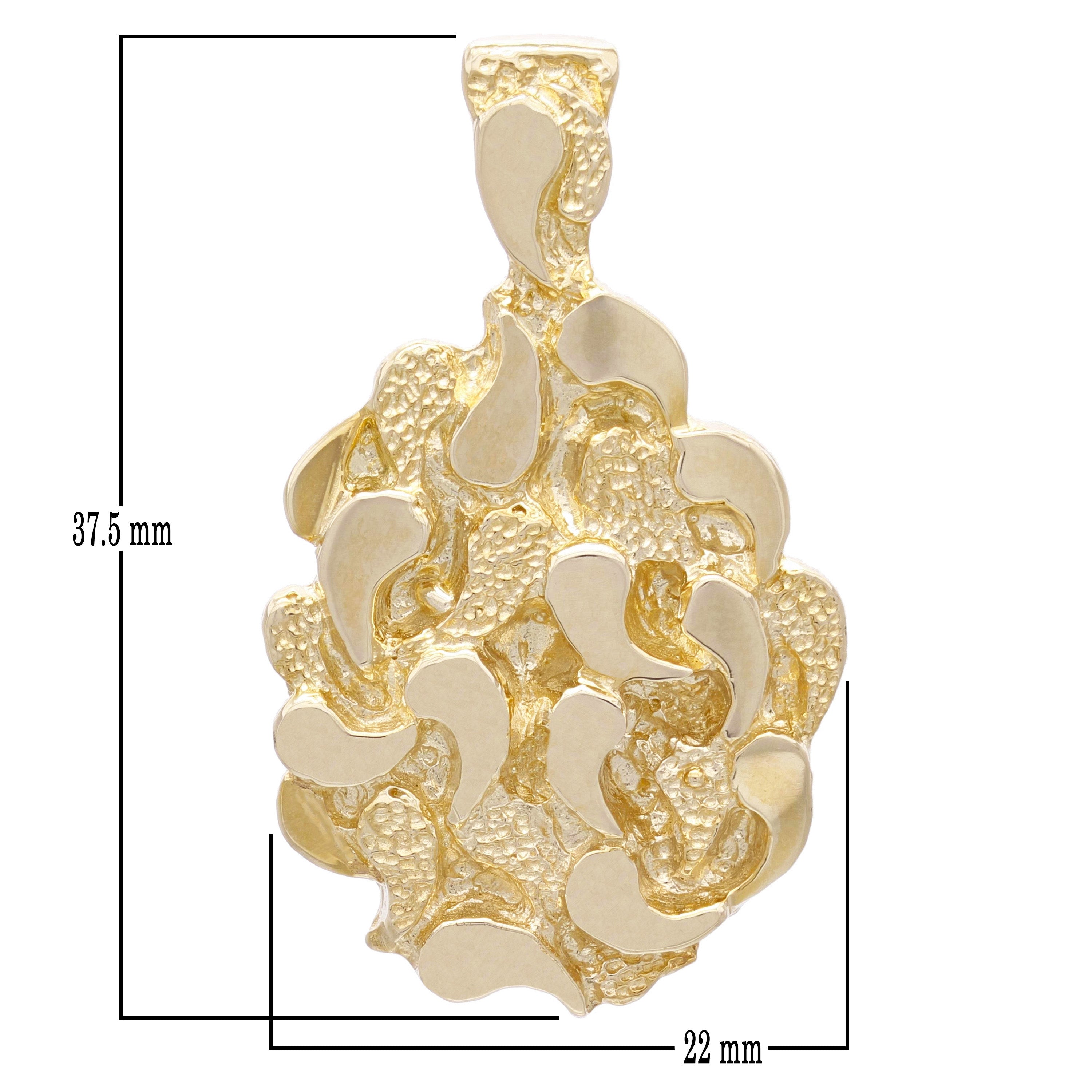 10k Yellow Gold Big Oval Shape Chunky Nugget Charm Pendant 1.45" 10 grams - Yellow