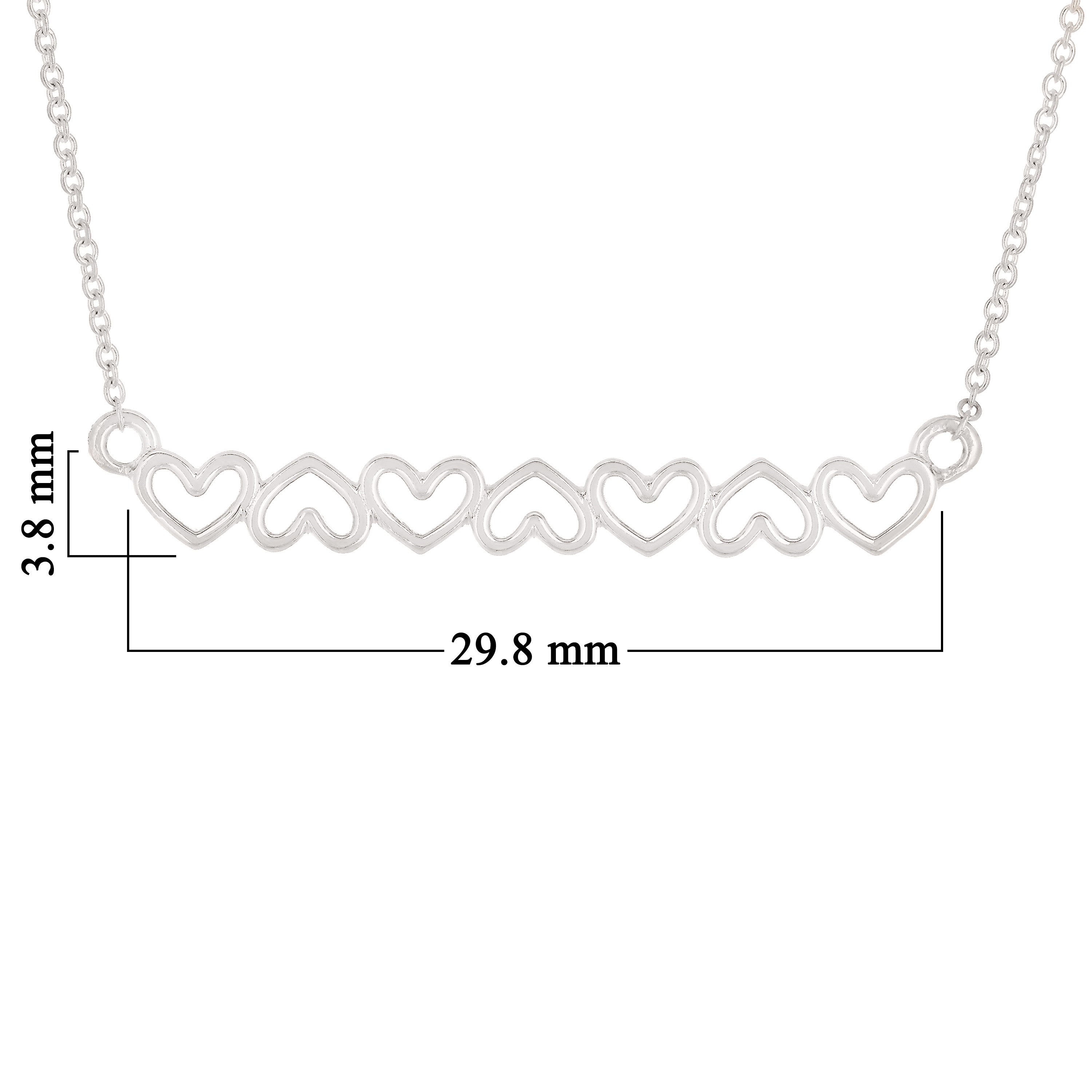 14k White Gold Open Hearts Bar Necklace 20" 2.6 grams - White,18"