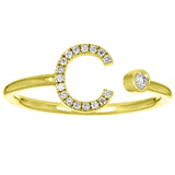 14k Yellow Gold Diamond Initial Letter C Ring Size 6 - Letter C,Yellow