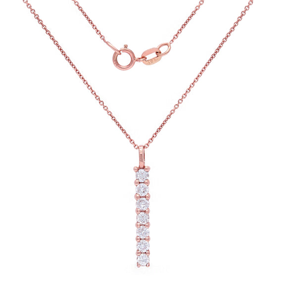14k Rose Gold 0.30ctw Diamond Journey Anniversary Linear Pendant Necklace - Rose