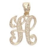14k Yellow Gold Initial Letter H Alphabet Charm Pendant - Letter H,Yellow