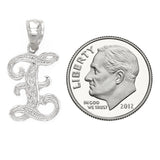14k White Gold Initial Letter Z Alphabet Charm Pendant - Letter Z,White